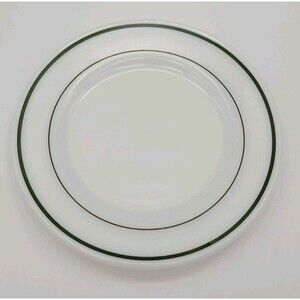 Vintage Pyrex “double tough” Milk Glass Double Green Ring 9 Inch Dinner Plate